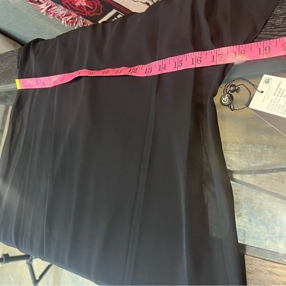 Adrianna Papell Womens XS Black Flutter Sleeve Chiffon Dress High Low Hemline - Picture 14 of 14